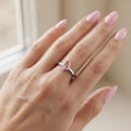 Silvme Gradient Pear Solitaire 925 sterling silver ring for women set with cubic zirconia — studio detail shot