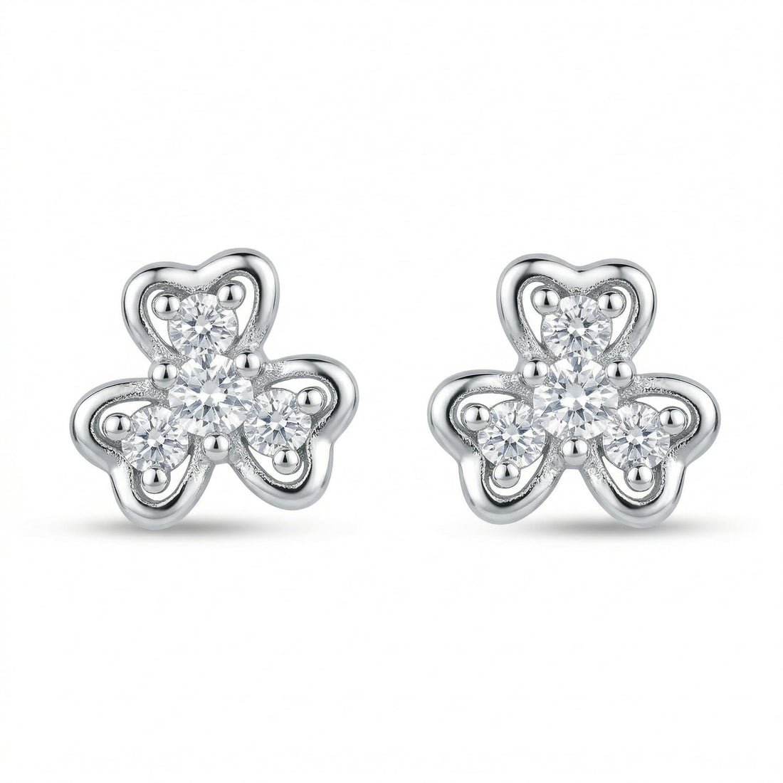Heart-Shaped Floral Stud Earrings with Detailing, front product view