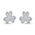 Heart-Shaped Floral Stud Earrings with Detailing, front product view