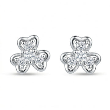 Heart-Shaped Floral Stud Earrings with Detailing, front product view