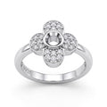 Silvme Four-Petal Pavé Flower 925 sterling silver ring for women set with cubic zirconia — front view on white background