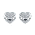 Nested Double-Heart Stone-Set Stud Earrings, front product view