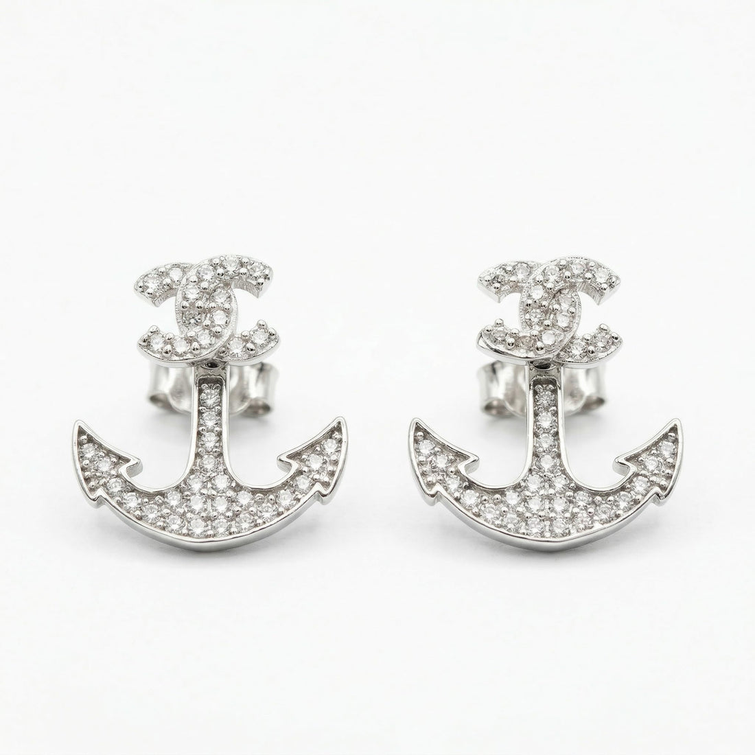 Anchor Dark-Stone Accent Stud Earrings, front product view