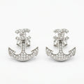 Anchor Dark-Stone Accent Stud Earrings, close-up detail