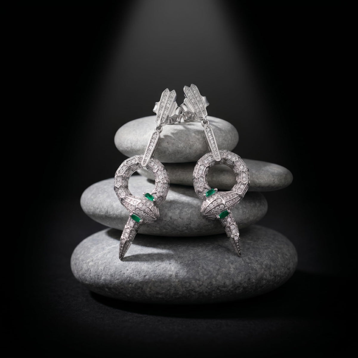 Serpent Snake Statement Stone-Set Drop Earrings, additional product view 3