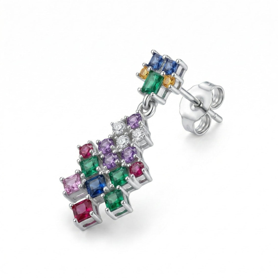 Confetti Cascade Multicolour Stone-Set Chandelier Earrings, front product view
