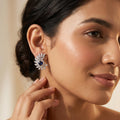 Blue Stone-Set Halo Feather-Leaf Stud Earrings, additional product view 8