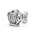Crown-Shaped PavÃ© Stone-Set Stud Earrings, alternate angle