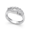 Silvme Pavé Feather Plume 925 sterling silver ring for women set with cubic zirconia — front view on white background