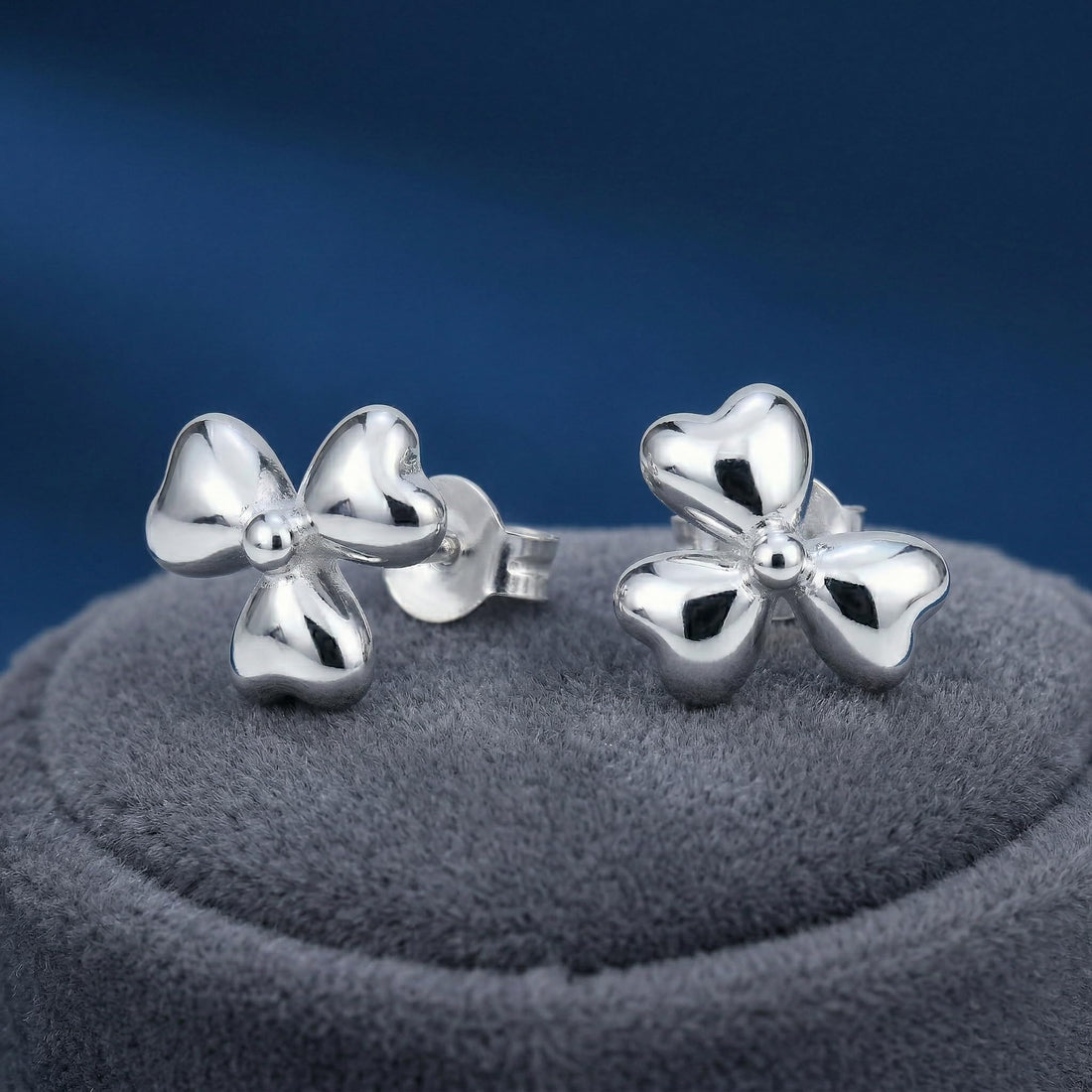 Bow Stone-Set Stud Earrings, front product view
