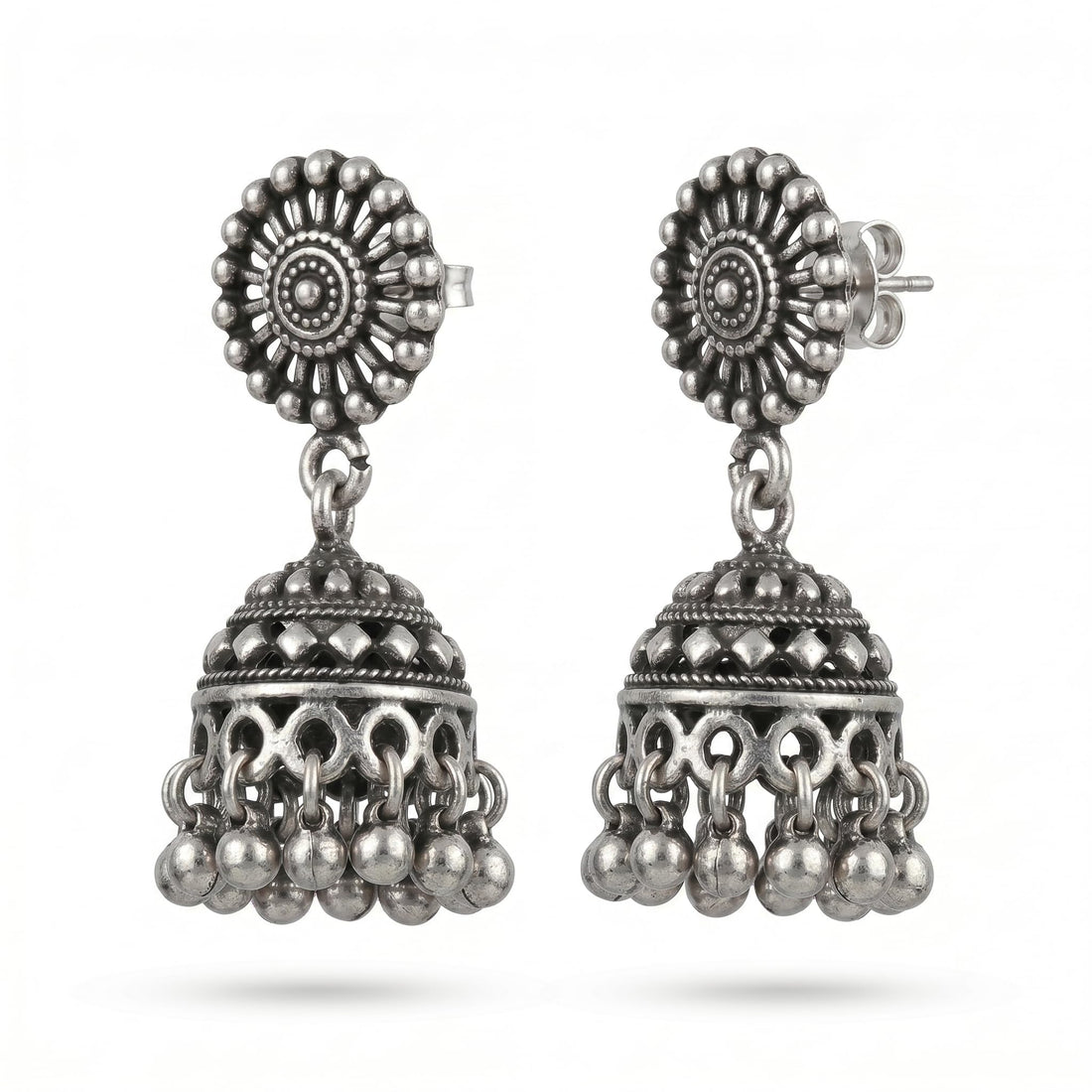 Mandala Disc Jhumka Earrings, front product view