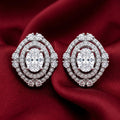 Double Halo Oval Stone-Set Solitaire Stud Earrings, additional product view 3