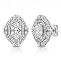 Double Halo Oval Stone-Set Solitaire Stud Earrings, close-up detail