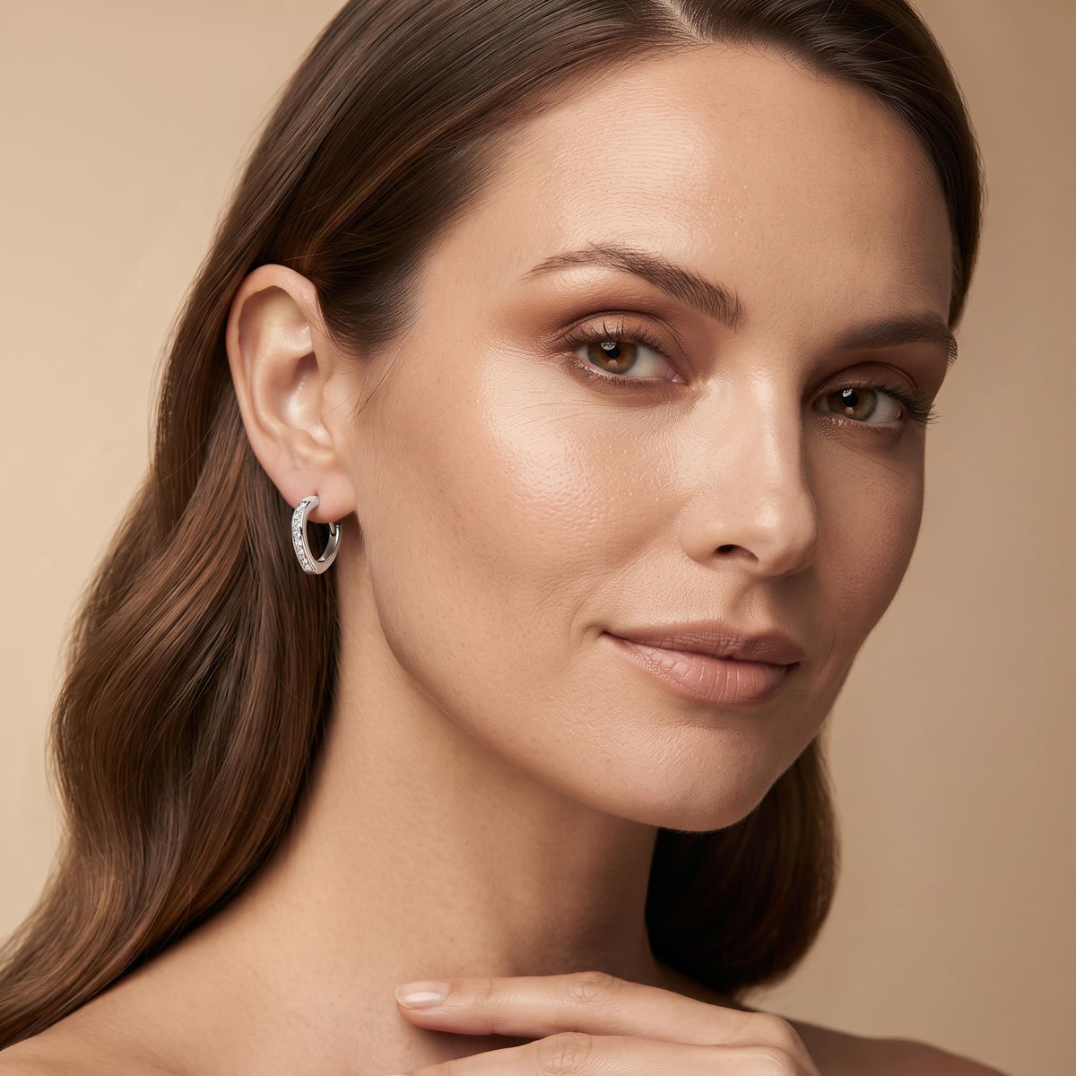 Silvme Heart Hoop Earrings with CZ - chandi ki bali bali hoop earrings, 925 silver jewellery gift for wife