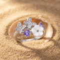 Silvme Butterfly Bloom Cluster 925 sterling silver ring for women with a pearl-effect accent — side profile