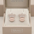 Rose-Gold-Tone Crown Stone-Set Stud Earrings, additional product view 3