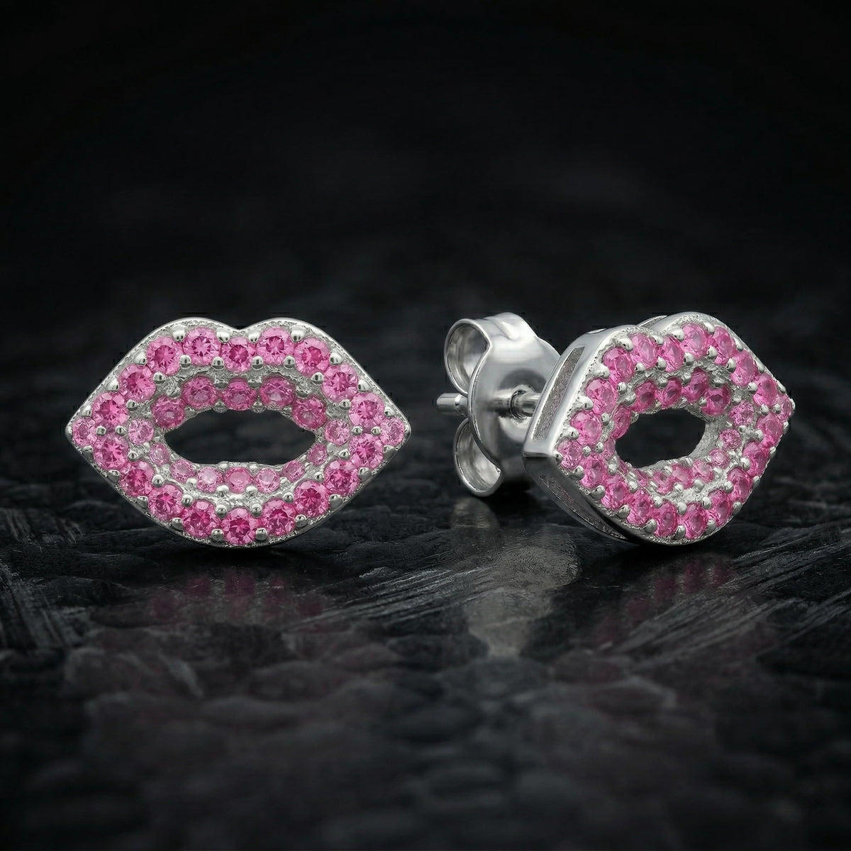 Lip Kiss Stone-Set PavÃ© Stud Earrings, additional product view 4