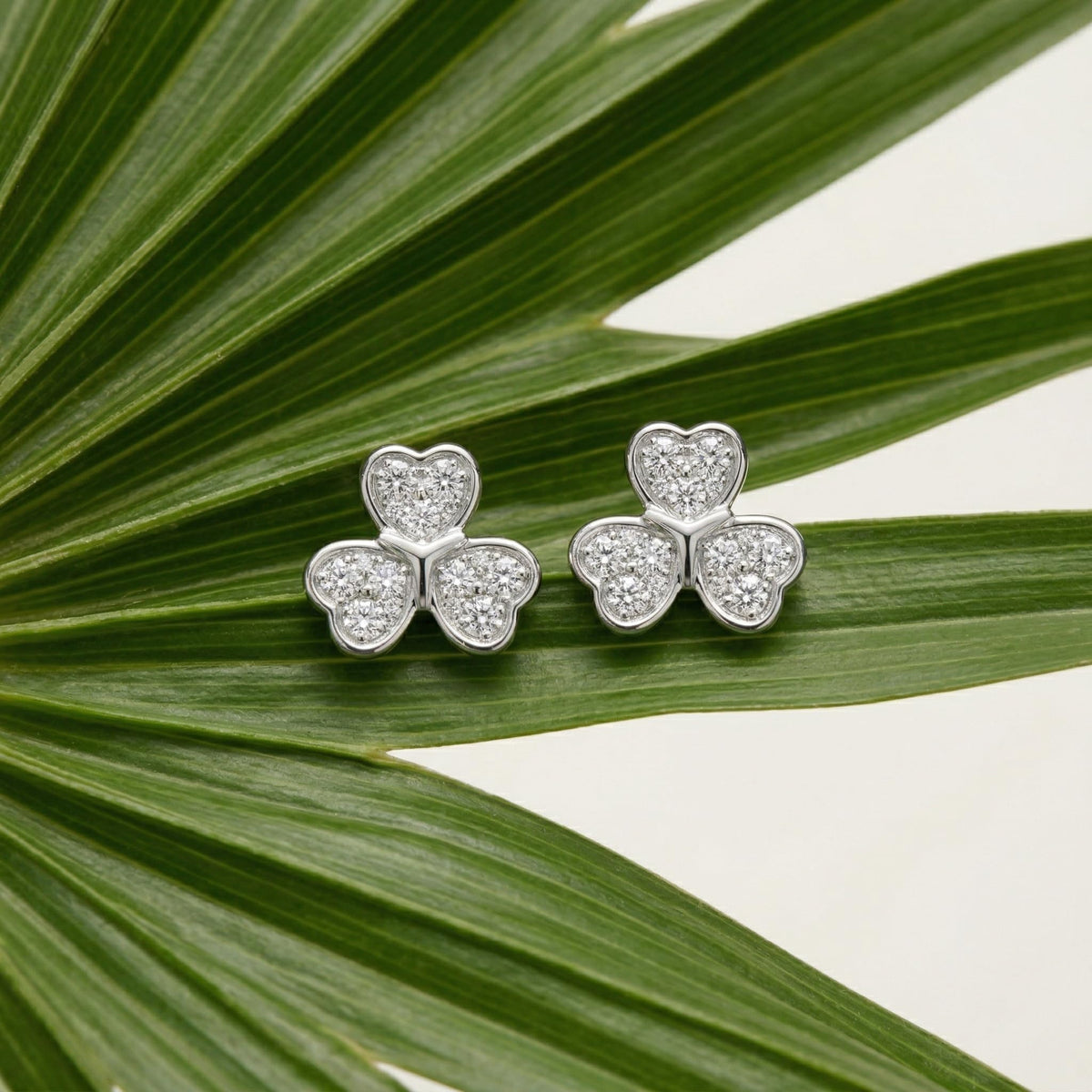 Heart-Shaped Floral Stud Earrings with Detailing, close-up detail, view 4