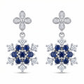 Blue Floral Stone-Set Drop Earrings, front product view