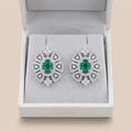 Green Round Stone-Set Stud Earrings, close-up detail, view 5