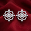 Diamond-Shaped Frame Stone-Set Stud Earrings, close-up detail