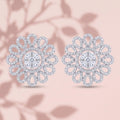 Petal Lattice Stone-Set Solitaire Round Stud Earrings, additional product view 5