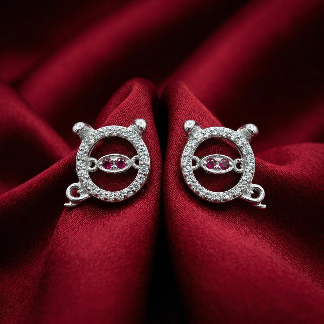 Purple-Centre Spiral Stud Earrings, front product view
