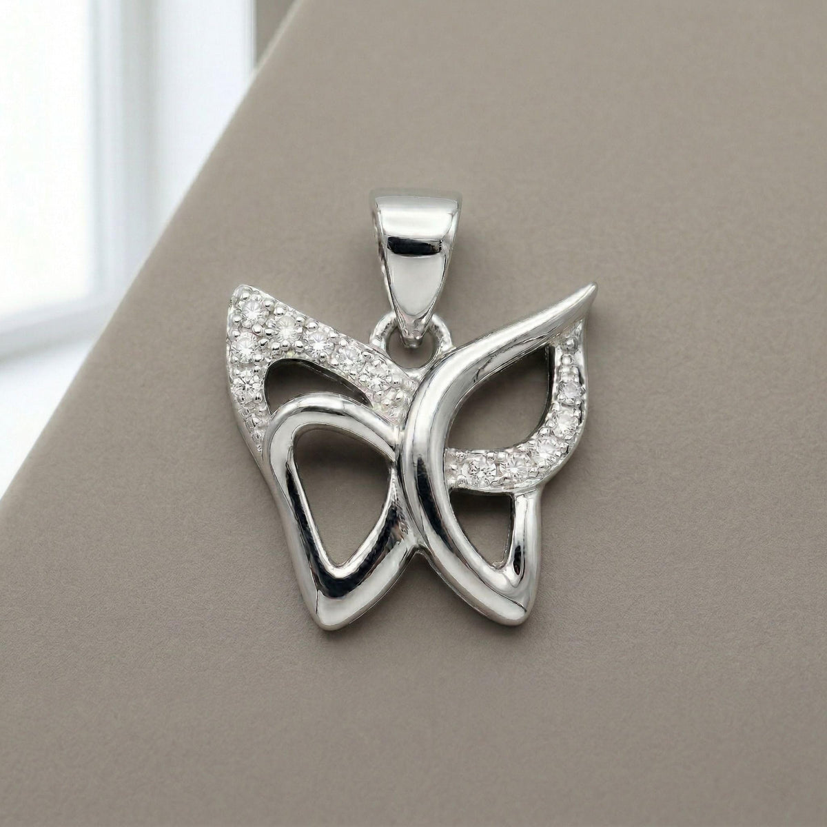 925 sterling silver 925 purity on the Silvme Butterfly Wings Pendant in 925 sterling silver, minimal modern styling, view 3