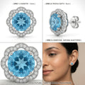 Blue Floral Halo Stud Earrings, additional product view 4
