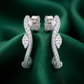 Curved Leaf Stone-Set Stud Earrings, additional product view 3