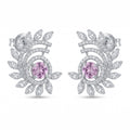 Pink-Centre Feather-Leaf Stud Earrings, alternate angle