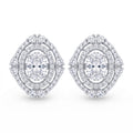 Double Halo Oval Stone-Set Solitaire Stud Earrings, front product view