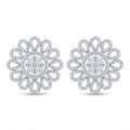 Petal Lattice Stone-Set Solitaire Round Stud Earrings, front product view