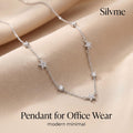 Detailed star station styling on the Silvme Star Station Pendant Necklace in polished 925 sterling silver