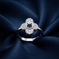 Silvme Four-Petal Pavé Flower 925 sterling silver ring for women set with cubic zirconia — macro close-up
