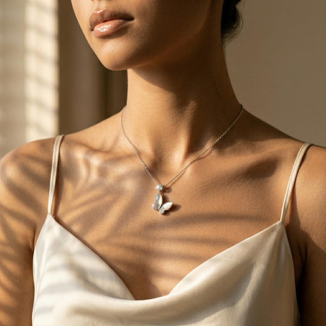925 sterling silver Butterfly Pendant Necklace by Silvme, an elegant accessory for her, a gift-worthy silver piece
