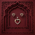 Dainty Heart 925 sterling silver pendant and stud earrings jewellery set with cubic zirconia by Silvme â€” styled product image