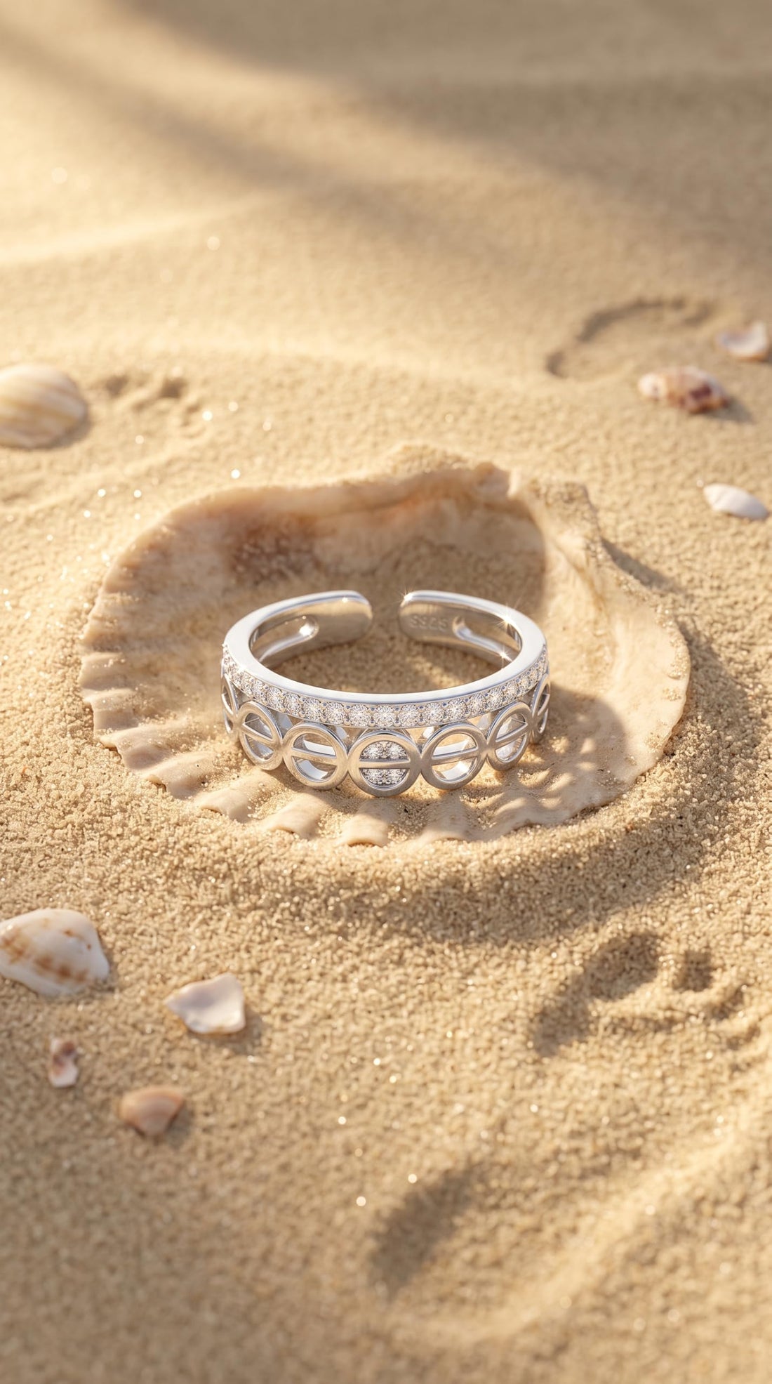 Silvme Shooting Star Trail 925 sterling silver ring for women — top view