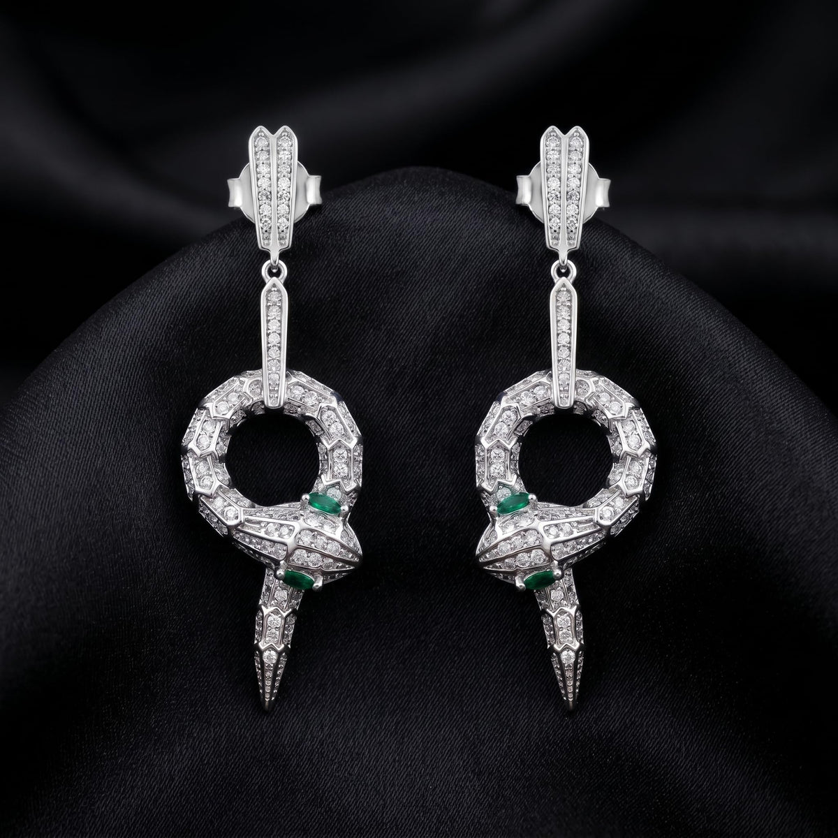 Serpent Snake Statement Stone-Set Drop Earrings, additional product view 7