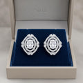 Double Halo Oval Stone-Set Solitaire Stud Earrings, additional product view 5