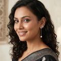 Pearl-Look Accent Drop S-Hook Ear Cuff Earrings, close-up detail, view 5