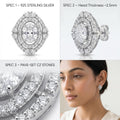 Double Halo Oval Stone-Set Solitaire Stud Earrings, additional product view 4