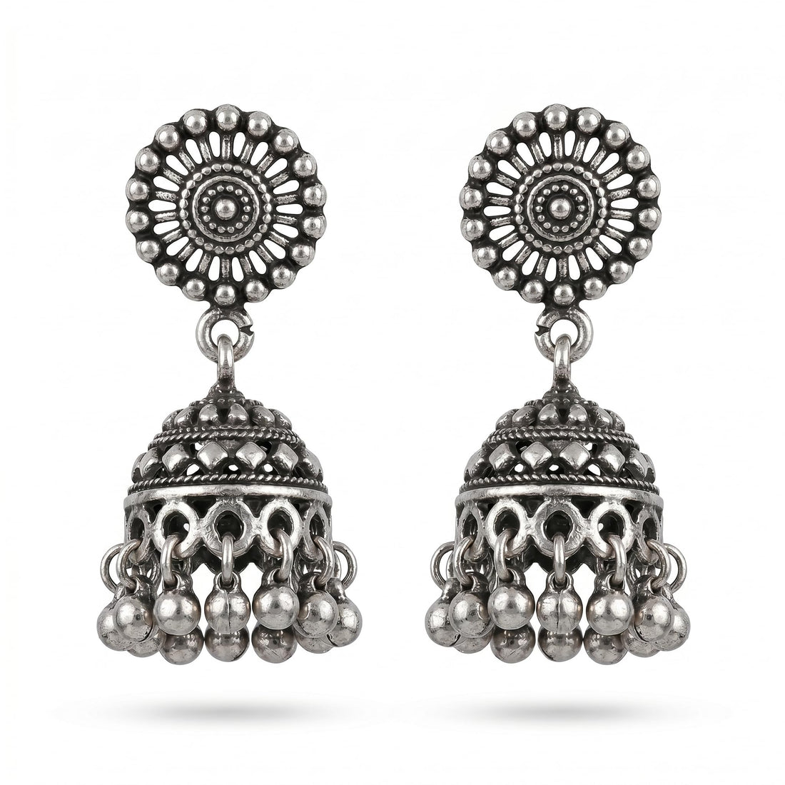 Mandala Disc Jhumka Earrings, front product view