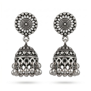 Mandala Disc Jhumka Earrings, front product view