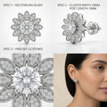 SILVME Petal Cluster Micro-PavÃ© Stone-Set Stud Earrings