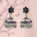 SILVME 925 Sterling Silver Traditional Oxidised Jhumka Earrings