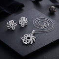 Silvme 925 silver pinwheel pendant and stud earrings with cubic zirconia, model styling view