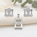 Silvme 925 silver initial d pendant necklace and stud earrings with cubic zirconia, lifestyle gift image