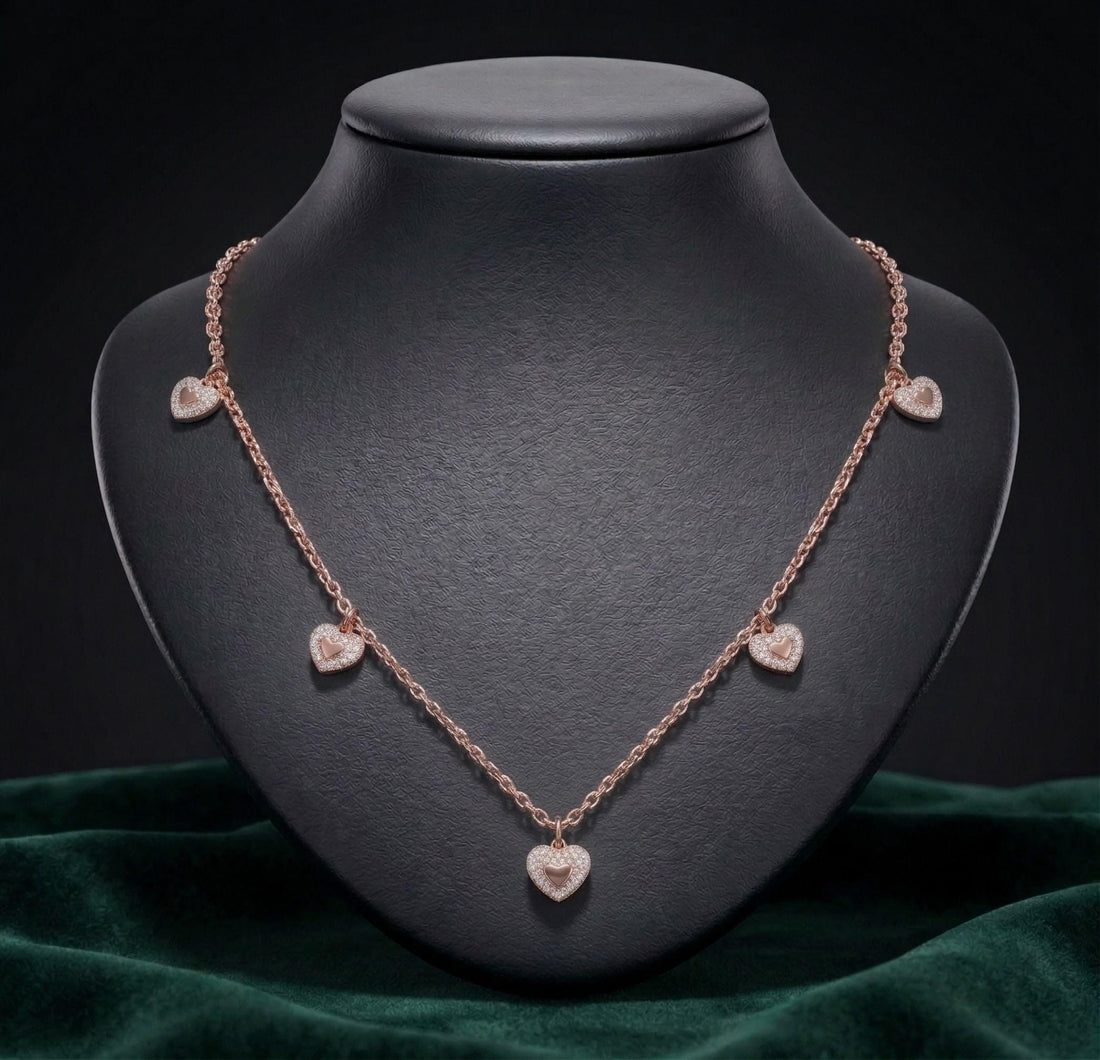 925 sterling silver Rose Gold Heart Pendant Necklace by Silvme, rose gold finish, an elegant accessory for her