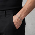 End links and fastening detail on the Silvme oval and bead link bracelet